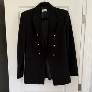 Mango Black double breasted Blazer with gold Accents